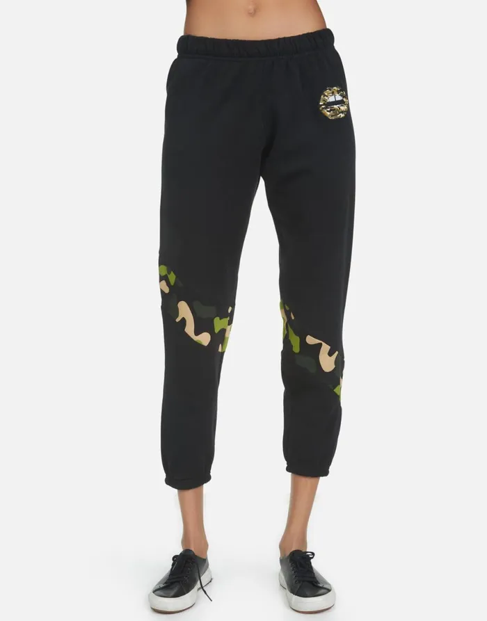 Abra Camo Lip Black Women039s Lauren Moshi Crop Sweatpants