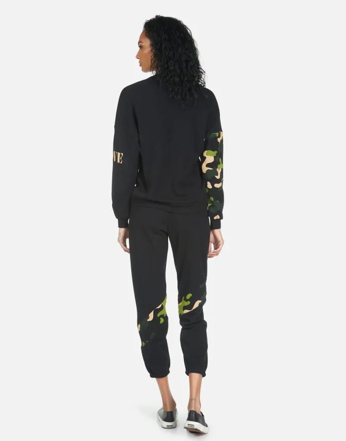 Abra Camo Lip Black Women039s Lauren Moshi Crop Sweatpants