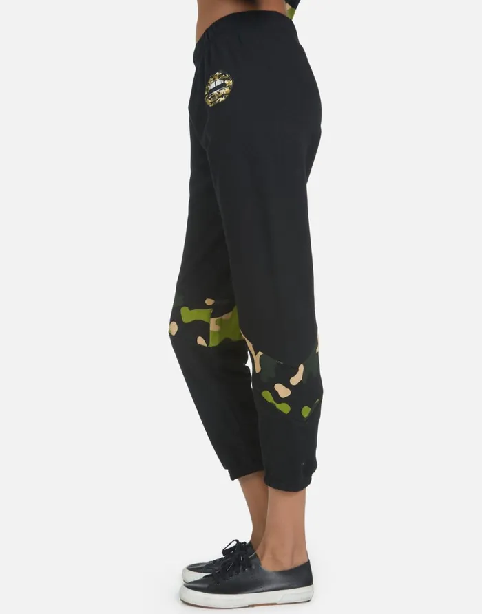 Abra Camo Lip Black Women039s Lauren Moshi Crop Sweatpants