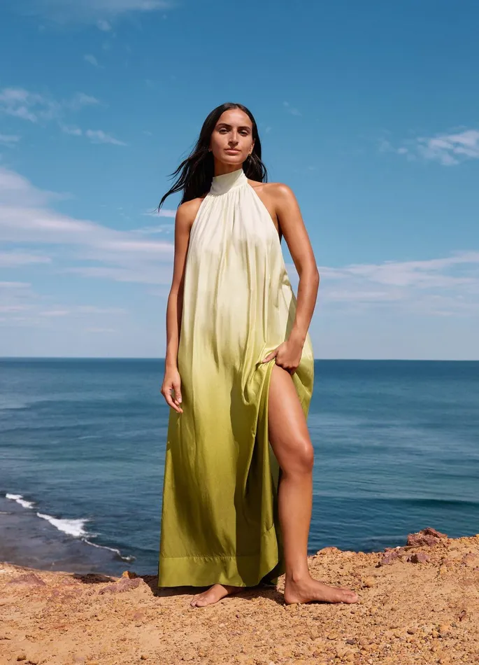 Acacia Haze Halter Maxi Dress Eucalyptus Women JETS Australia Dresses and Kaftans