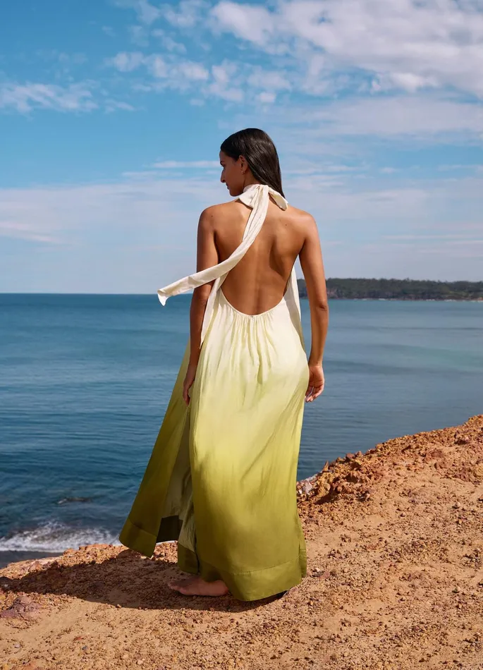 Acacia Haze Halter Maxi Dress Eucalyptus Women JETS Australia Dresses and Kaftans