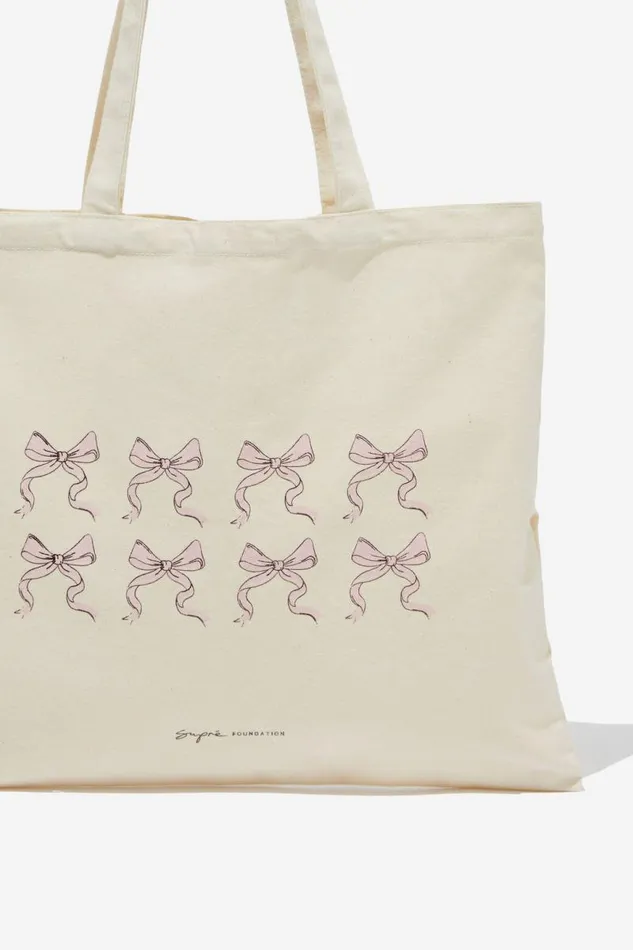 Accessories Supr Accessories Square Foundation Tote Bag Pink Bows