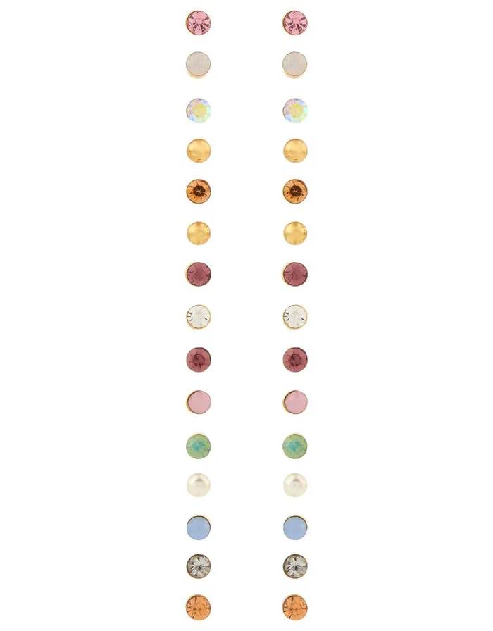 Accessorize 15x Multi Stone Stud Earrings Pack Multi Pastelmulti Women Earrings