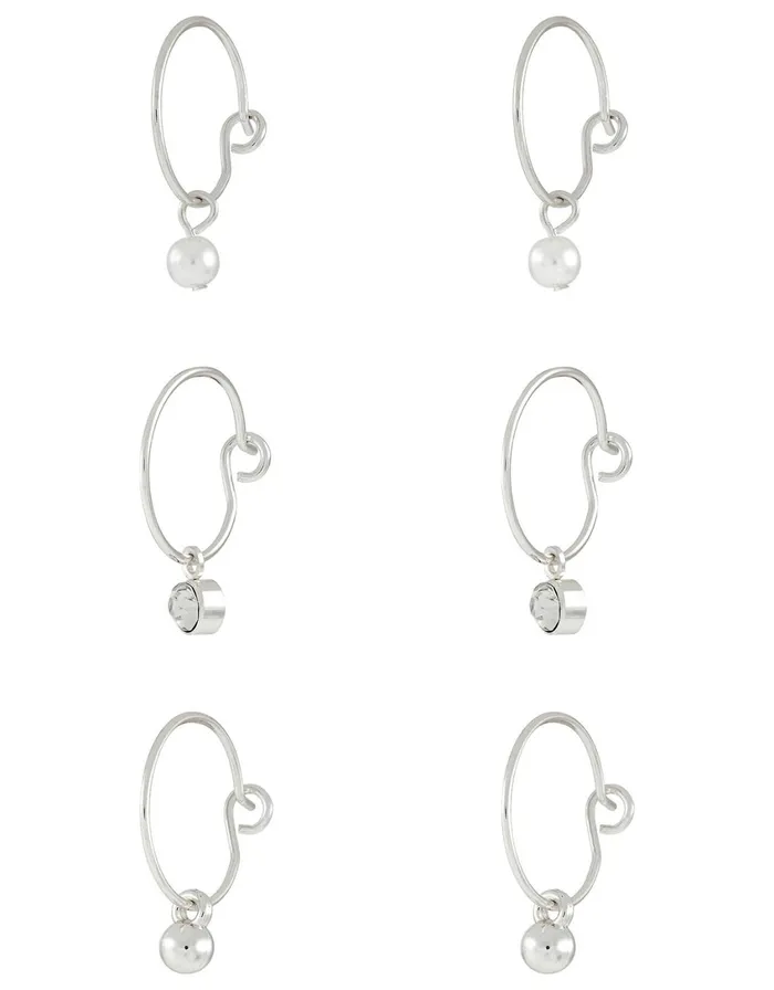Accessorize Ball And Crystal Charm Hoop Earring Set Women Earrings