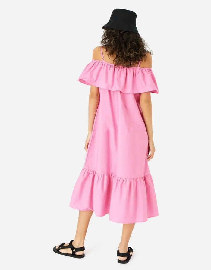 Accessorize Bardot Poplin Maxi Dress Pink Pink Women Dresses