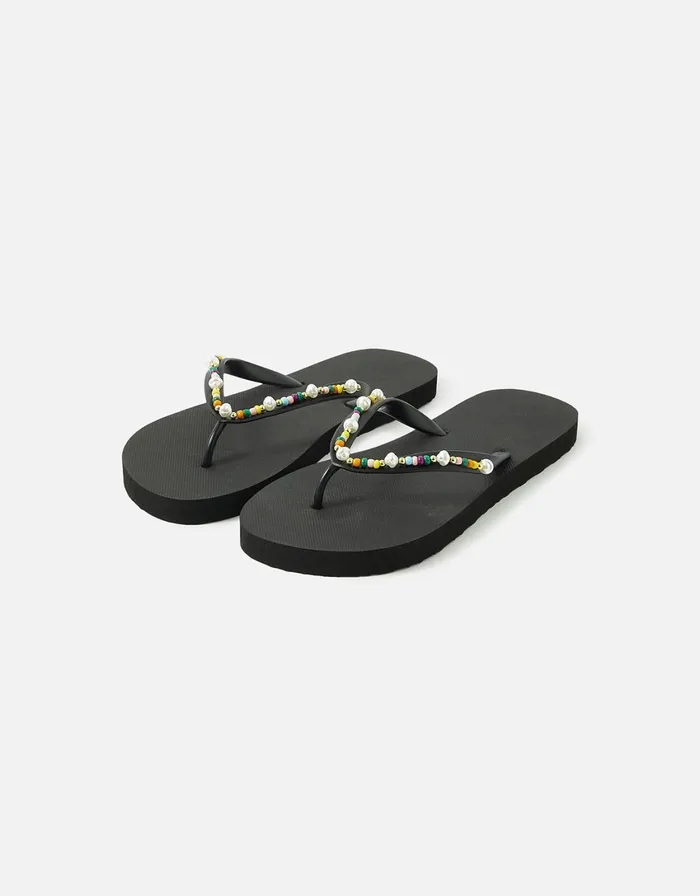 Accessorize Beaded Eva Flip Flops Black Black Women Sandals and Flip Flops