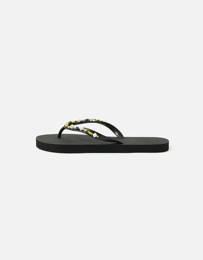 Accessorize Beaded Eva Flip Flops Black Black Women Sandals and Flip Flops