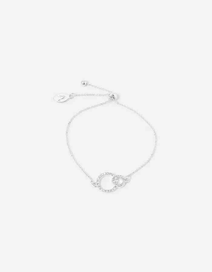 Accessorize Berry Blush Linked Circles Pave Bracelet Women Bracelets