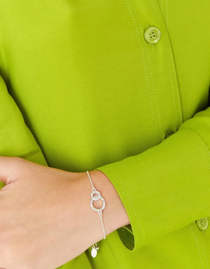 Accessorize Berry Blush Linked Circles Pave Bracelet Women Bracelets