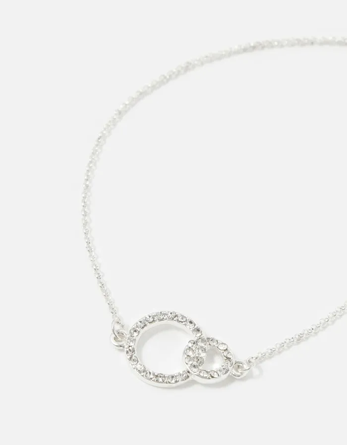 Accessorize Berry Blush Linked Circles Pave Bracelet Women Bracelets