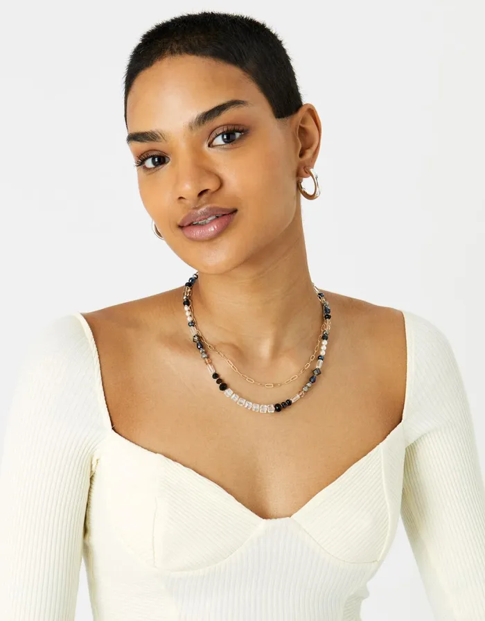 Accessorize Blue Harvest Beaded Necklace Women Necklaces
