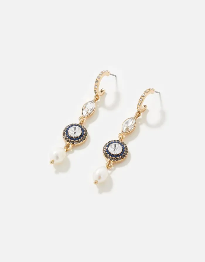 Accessorize Blue Harvest Mixed Stone Huggie Hoop Earrings Women Earrings