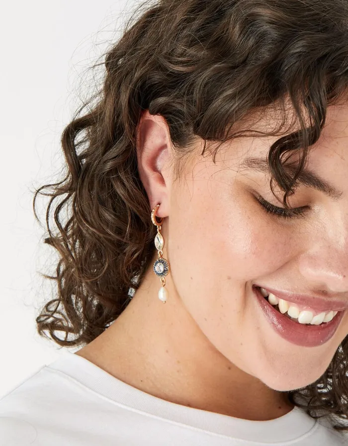 Accessorize Blue Harvest Mixed Stone Huggie Hoop Earrings Women Earrings