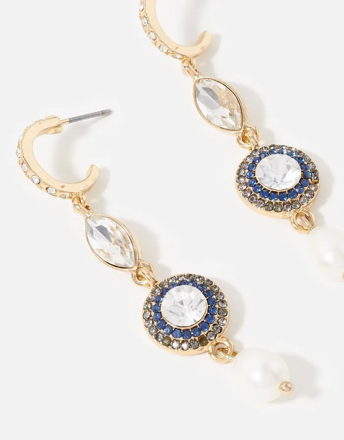 Accessorize Blue Harvest Mixed Stone Huggie Hoop Earrings Women Earrings