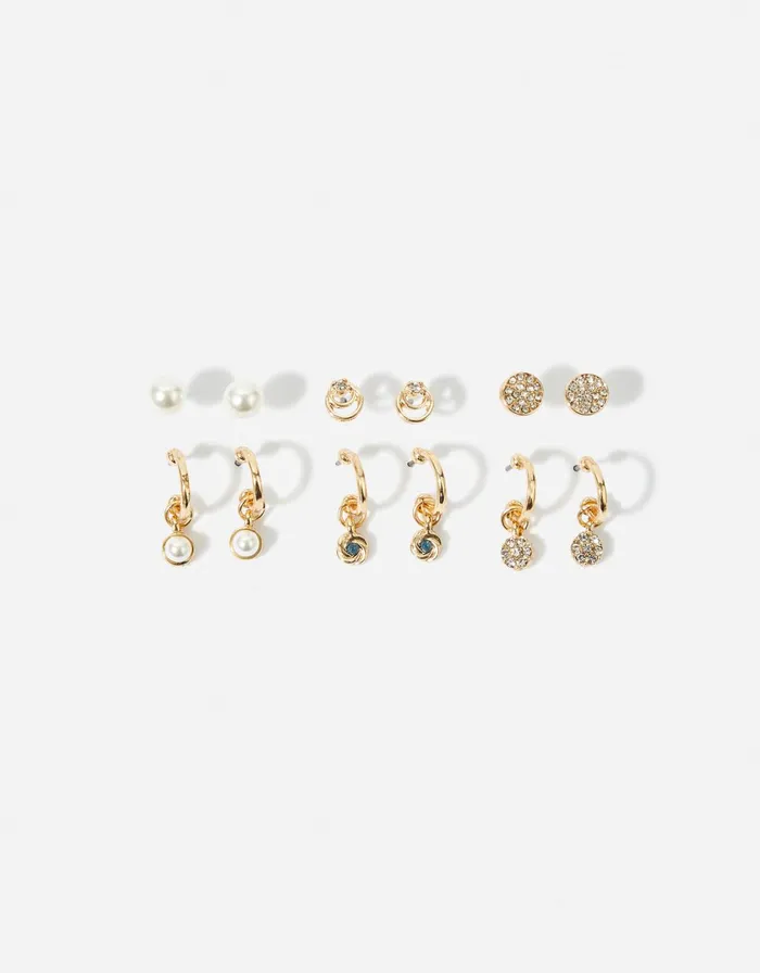 Accessorize Blue Harvest Pearl Stud And Hoop Multipack Women Earrings