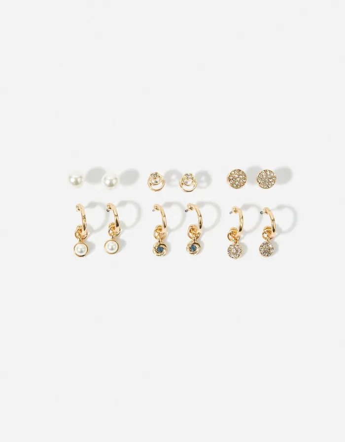 Accessorize Blue Harvest Pearl Stud And Hoop Multipack Women Earrings