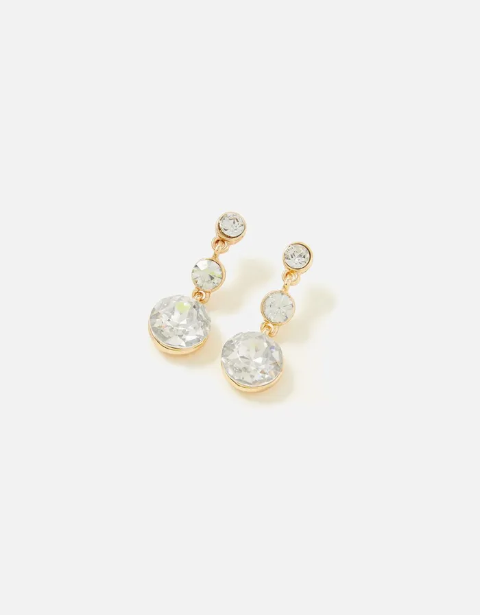 Accessorize Blue Harvest Triple Gem Drop Earrings White Crystal Women Earrings