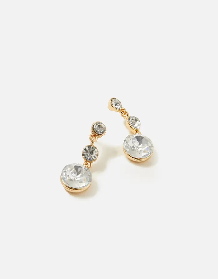 Accessorize Blue Harvest Triple Gem Drop Earrings White Crystal Women Earrings