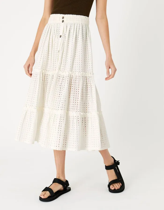 Accessorize Broderie Maxi Skirt Ivory Ivory Women Kaftans Cover Ups and Sarongs