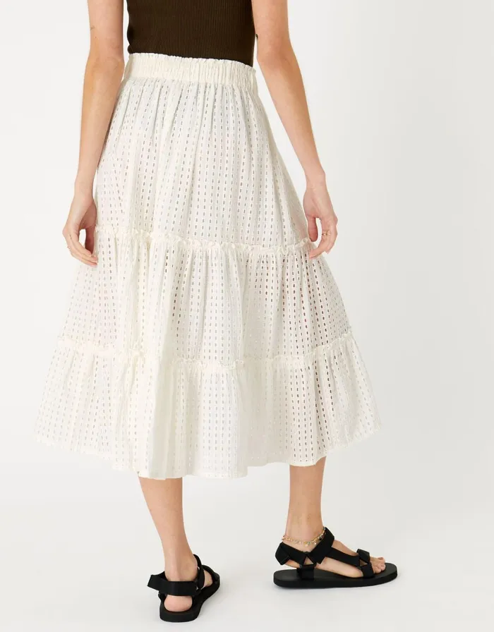 Accessorize Broderie Maxi Skirt Ivory Ivory Women Kaftans Cover Ups and Sarongs