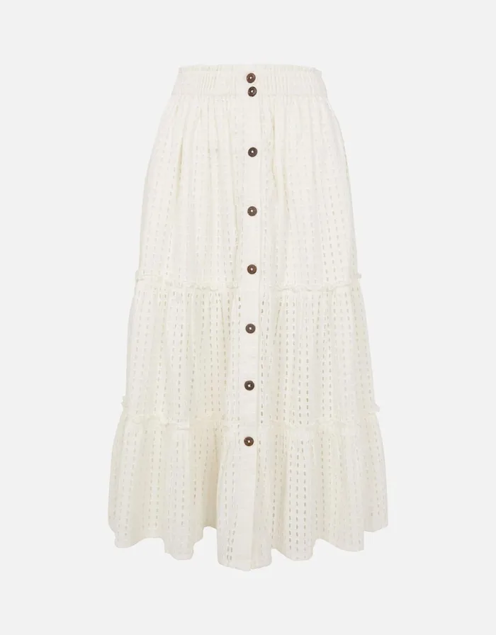 Accessorize Broderie Maxi Skirt Ivory Ivory Women Kaftans Cover Ups and Sarongs