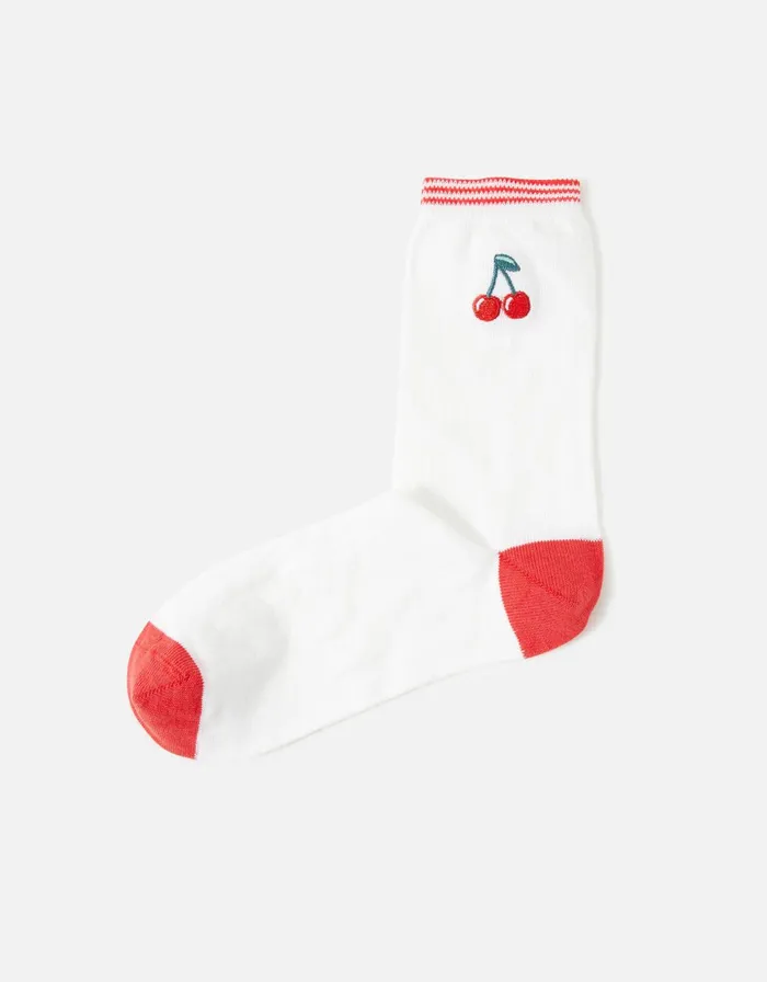 Accessorize Cherry Embroidery Socks Women Socks and Tights