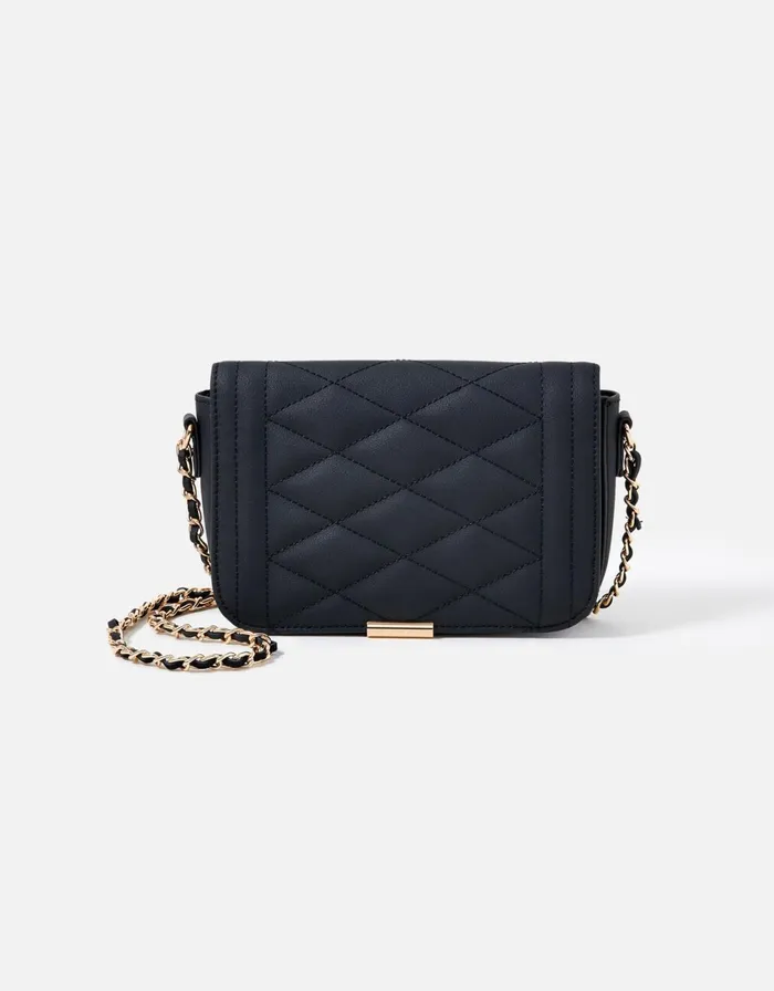 Accessorize Chrissy Quilted Chain CrossBody Bag Black Black Women CrossBody Bags