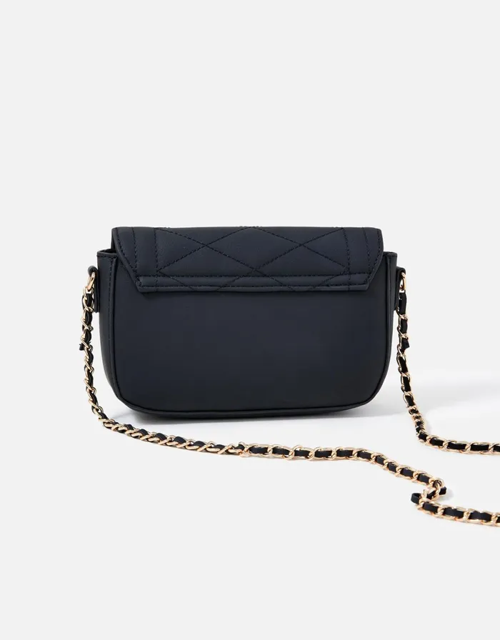 Accessorize Chrissy Quilted Chain CrossBody Bag Black Black Women CrossBody Bags