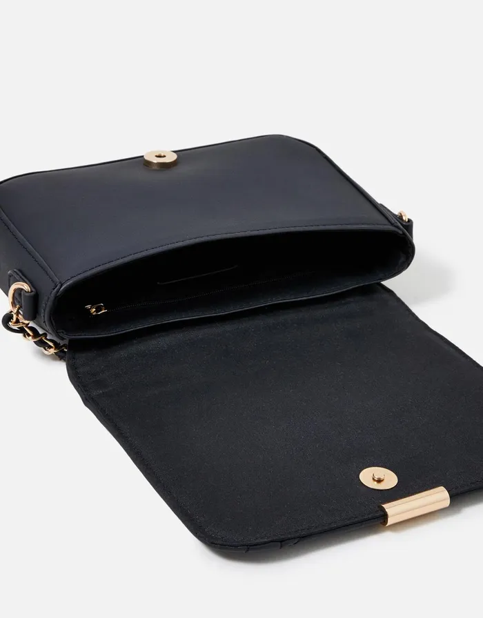 Accessorize Chrissy Quilted Chain CrossBody Bag Black Black Women CrossBody Bags