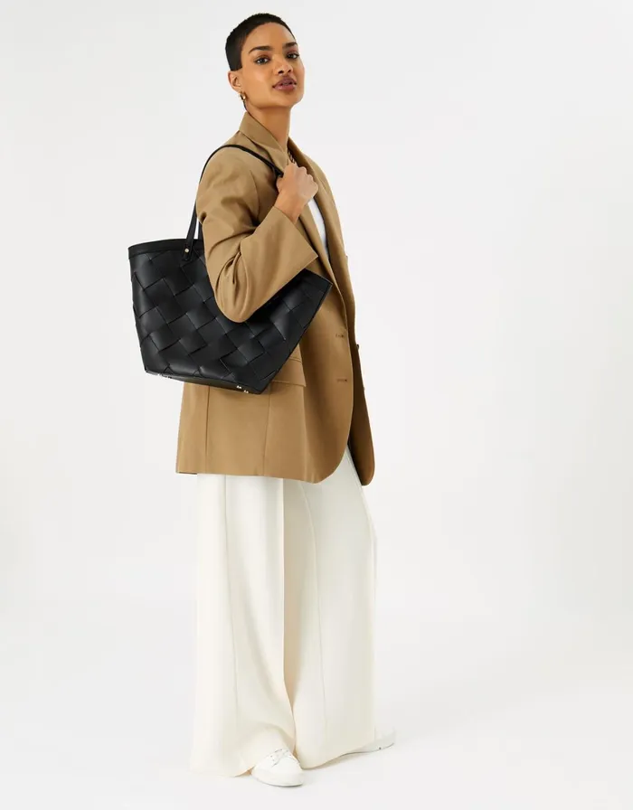 Accessorize CrossWeave Tote Bag Black Black Women Tote and Shopper Bags