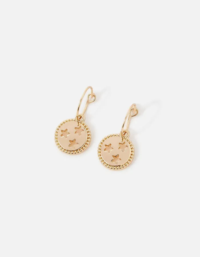 Accessorize CutOut Star Coin Hoops Women Earrings