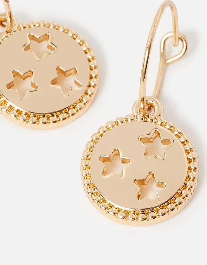 Accessorize CutOut Star Coin Hoops Women Earrings