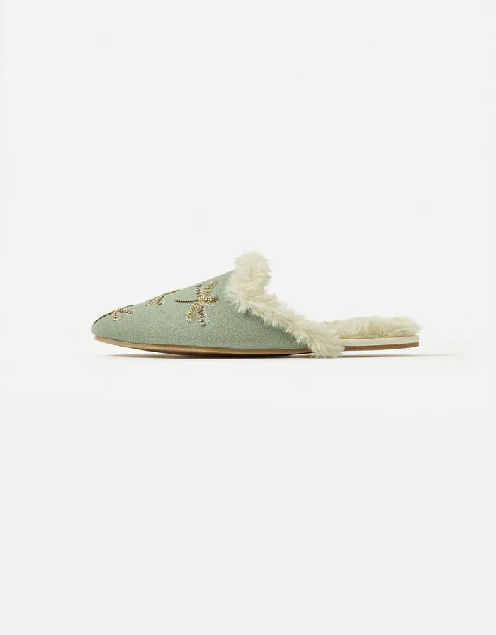 Accessorize Dragonfly Embroidered Slippers Duck Egg Duck Egg Women Slippers
