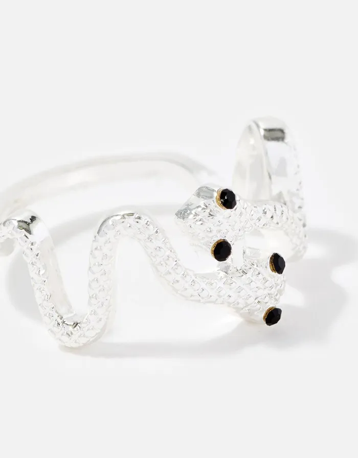Accessorize Embellished Snake Ring Silver Silver Women Rings