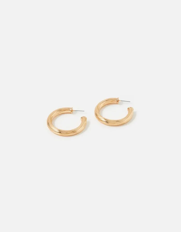 Accessorize Engraved Line Hoop Earrings Women Earrings