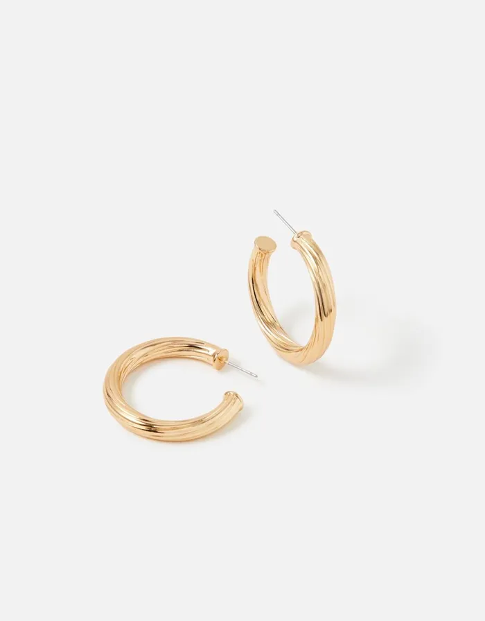 Accessorize Engraved Line Hoop Earrings Women Earrings