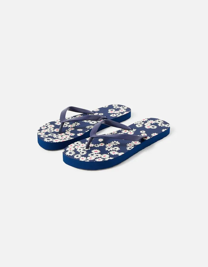 Accessorize Eva Daisy Print Flip Flops Blue Navy Women Sandals and Flip Flops