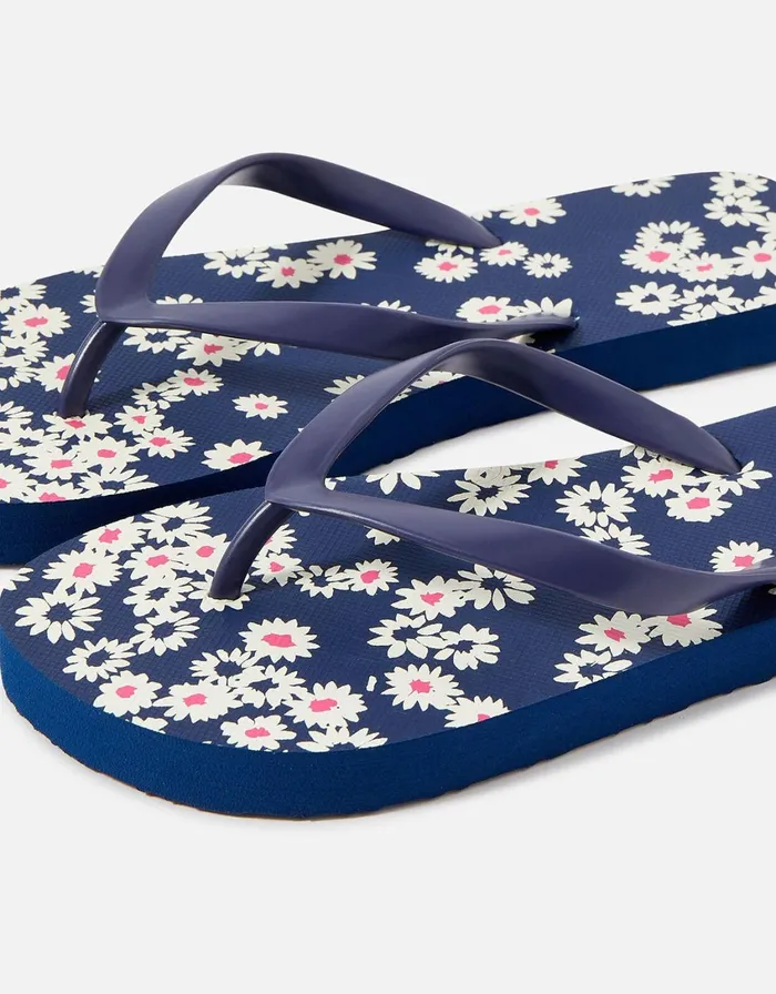 Accessorize Eva Daisy Print Flip Flops Blue Navy Women Sandals and Flip Flops