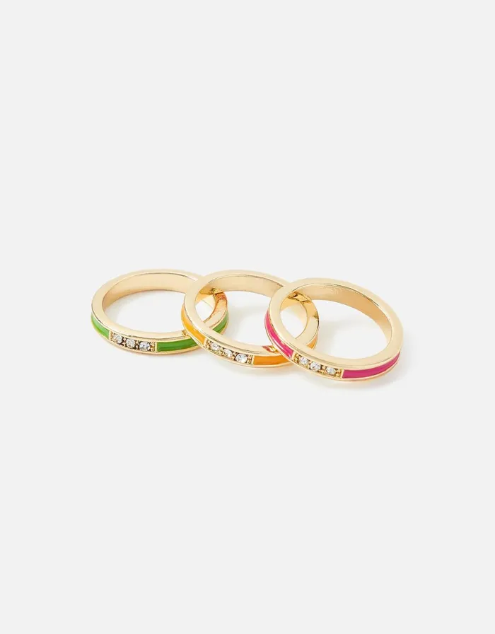 Accessorize Eye Candy Enamel Pave Ring Set Multi Brightsmulti Women Rings