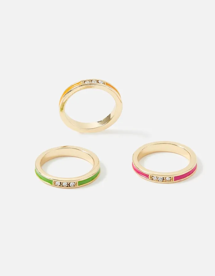 Accessorize Eye Candy Enamel Pave Ring Set Multi Brightsmulti Women Rings