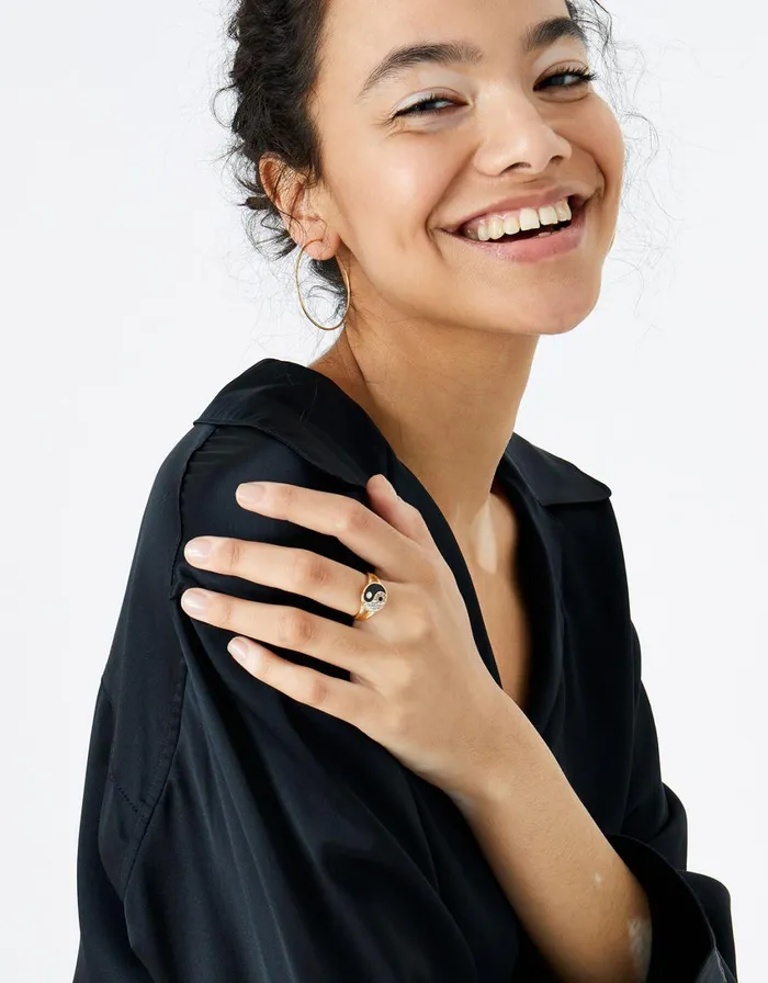 Accessorize Eye Candy Yin And Yang Ring Black Black Women Rings