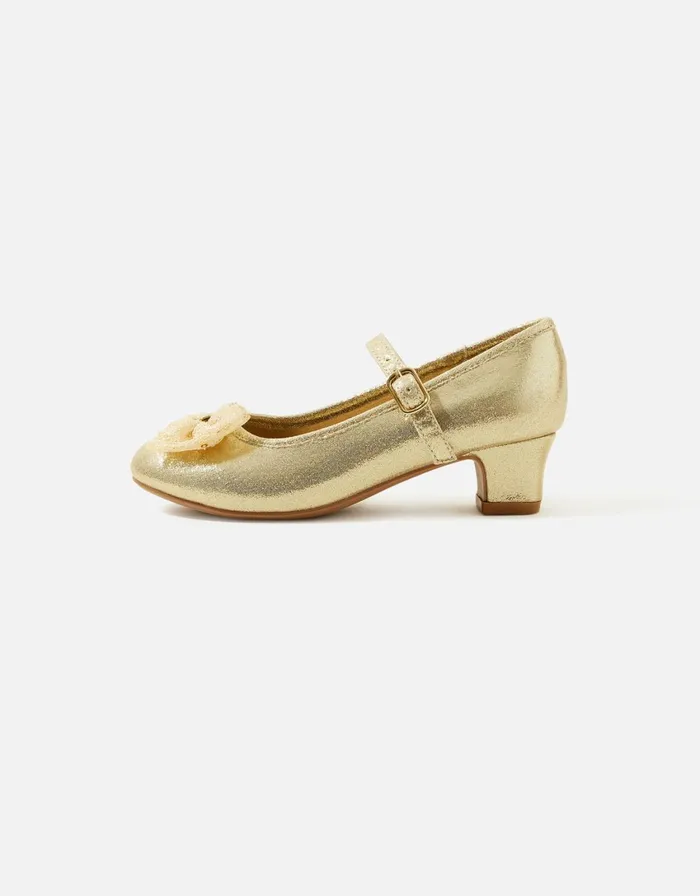 Accessorize Girls Mesh Bow Flamenco Heels Gold Gold Girls Shoes