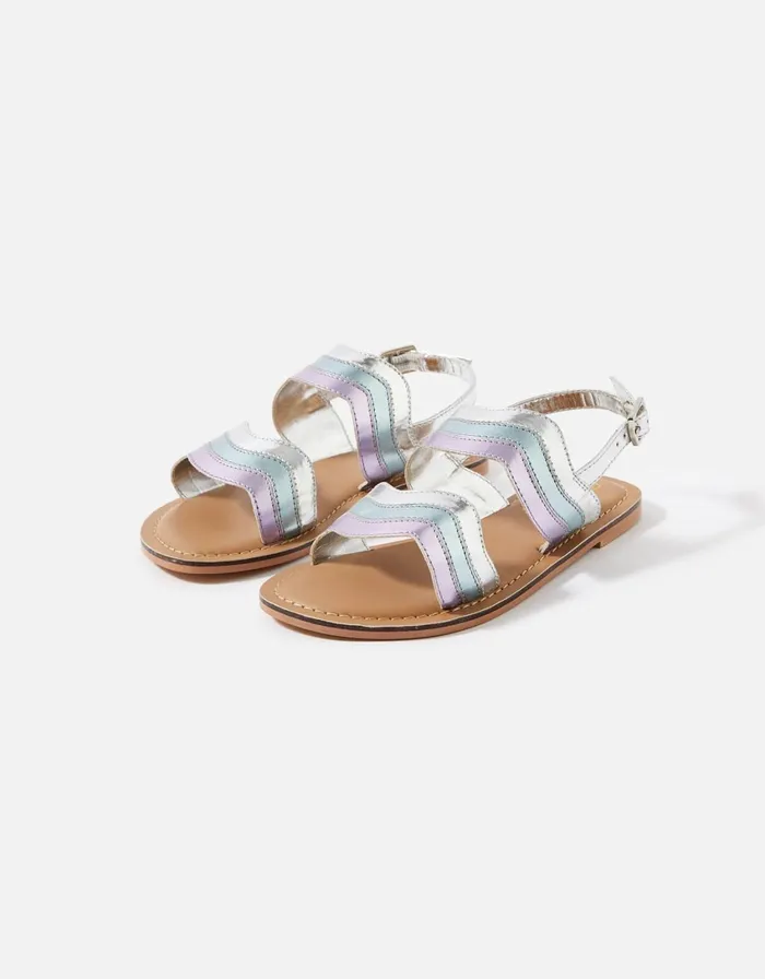 Accessorize Girls Wavy Metallic Sandals Metallic Metallics Girls Shoes
