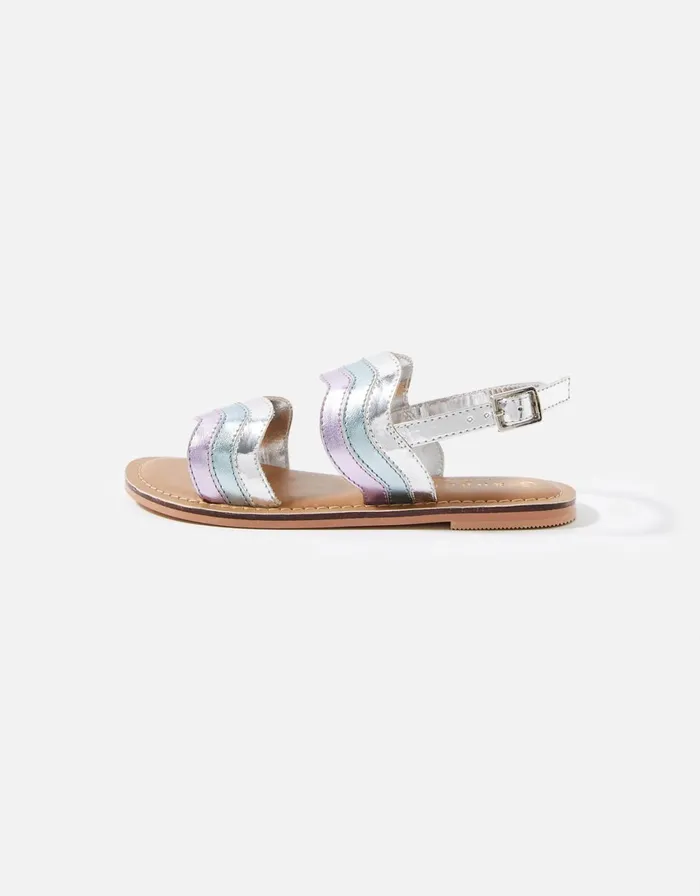 Accessorize Girls Wavy Metallic Sandals Metallic Metallics Girls Shoes