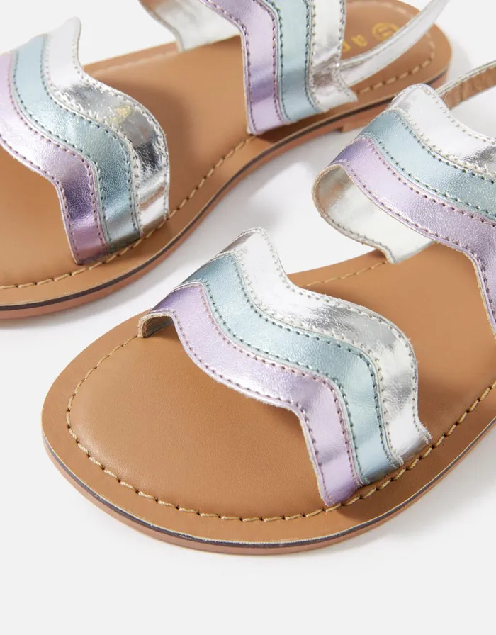 Accessorize Girls Wavy Metallic Sandals Metallic Metallics Girls Shoes