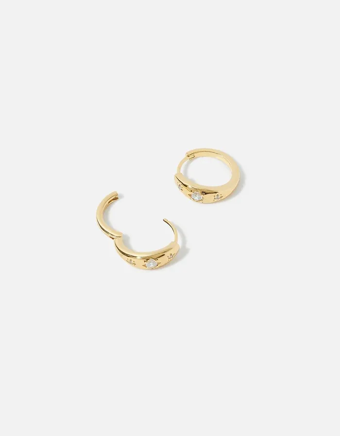 Accessorize GoldPlated Chubby Starry Hoop Earrings Women Earrings