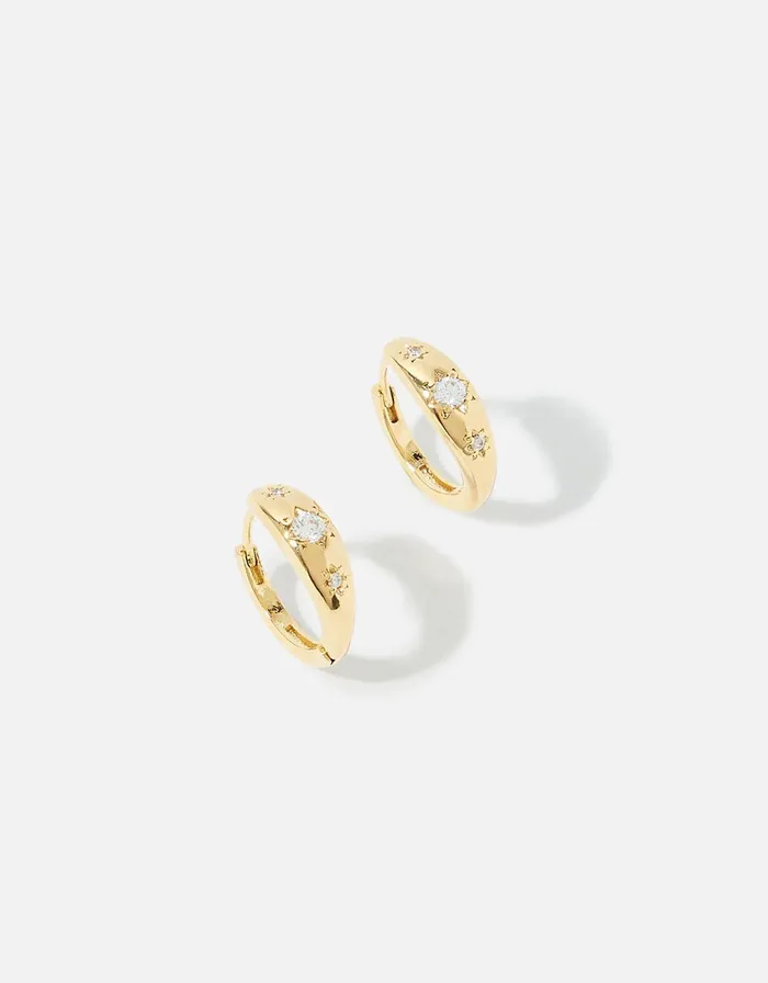Accessorize GoldPlated Chubby Starry Hoop Earrings Women Earrings