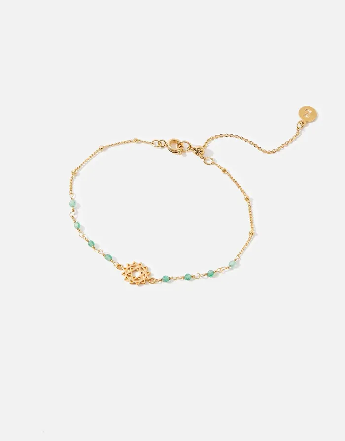 Accessorize GoldPlated Heart Chakra Bracelet With Aventurine Women Bracelets