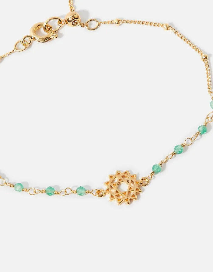 Accessorize GoldPlated Heart Chakra Bracelet With Aventurine Women Bracelets