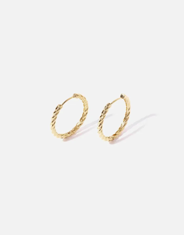 Accessorize GoldPlated Heirloom Large Twist Hoops Women Earrings